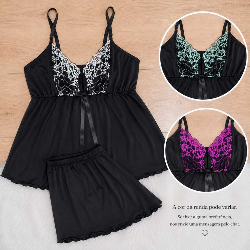 Baby Doll Liganete com Renda Bicolor - Bicolor 1