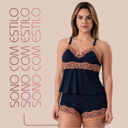 Baby Doll Renda Bicolor com Alça Ajustável - imagem 9