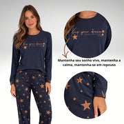 Pijama Feminino Longo Estampado - imagem 7