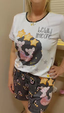 Pijama Tal Mãe Tal Filha Camiseta Personalizada Luna & Mimi com Shorts Ratinhas Mágicas